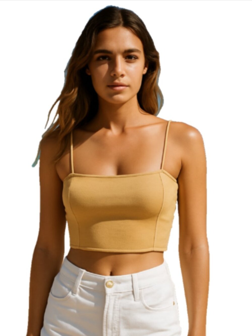 A.L.C. Small - Large Winnie Yellow Bra Top RTR Viscose Ribbed Stretch Adj Straps